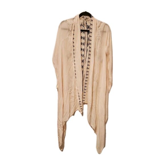BOBEAU Large Cream Open Front High Low Aztec Design Western Bohemian Cardigan - Picture 1 of 5